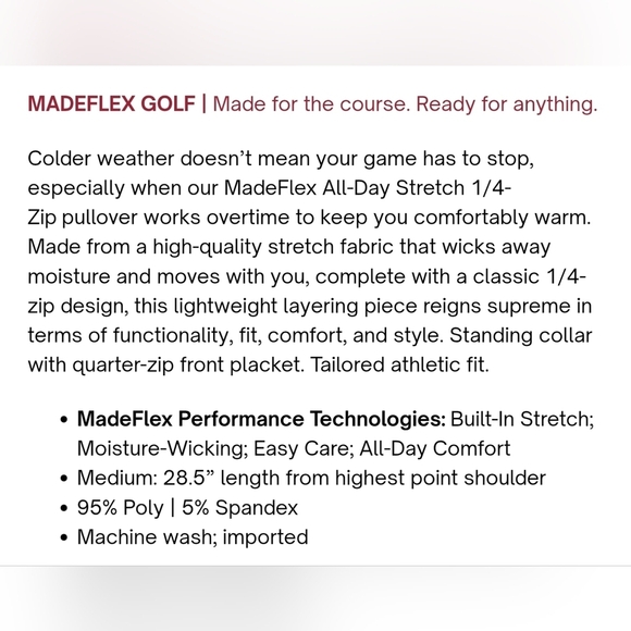 Flag & Anthem Men's MadeFlex All-Day Stretch 1/4-Zip Pullover, Maroon, SMALL - Picture 2 of 9